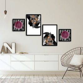 Wallity Cuadro Decorativo enmarcado 4 Piezas Multicolor